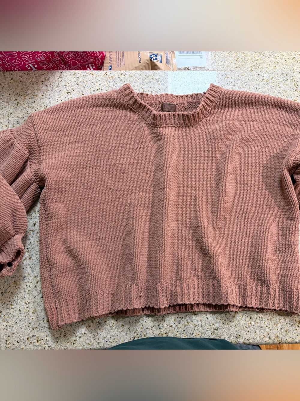 POL Dusty Rose Ribbed Crew Sweater